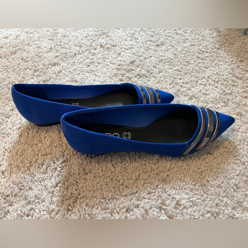ALDO suede blue flats, lined with genuine leather, worn once. Size 5.